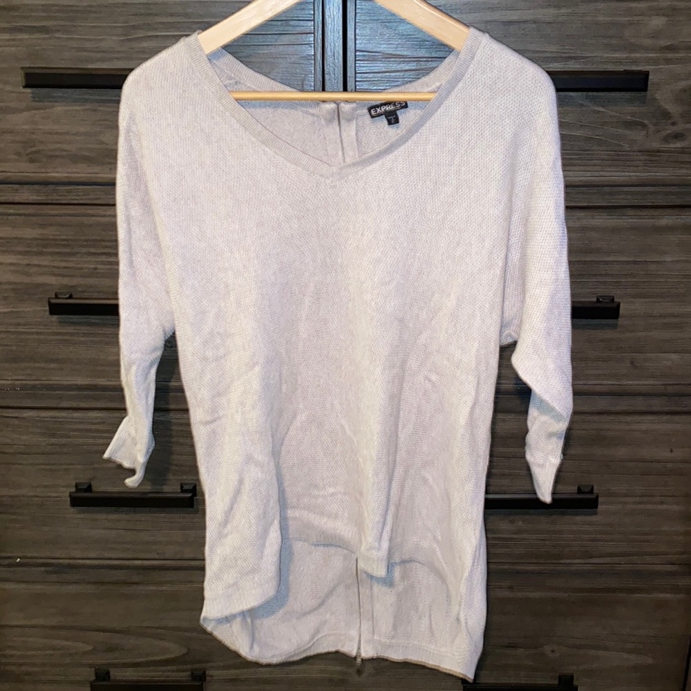 Cream Express 3/4 sleeve zip back sweater